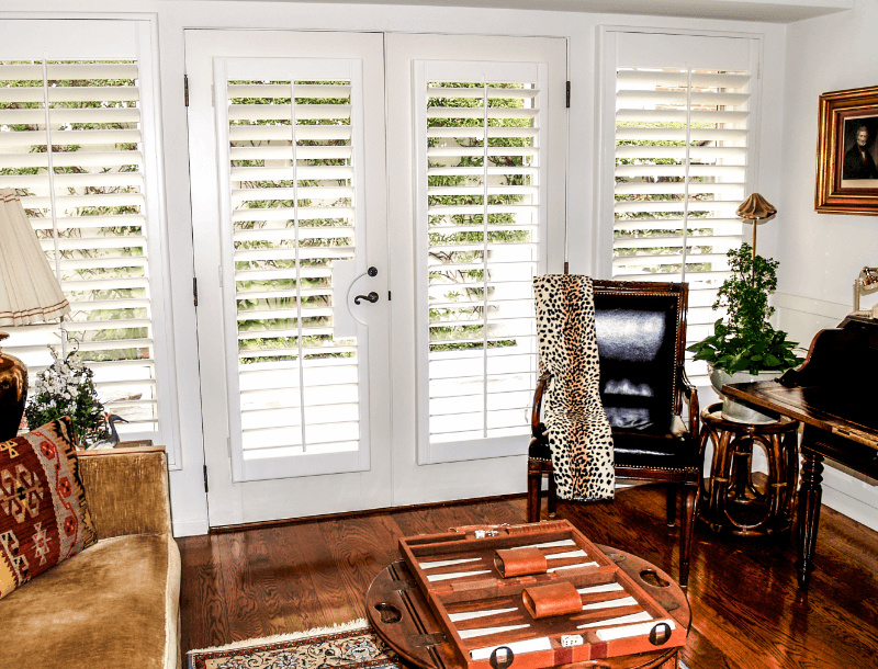 sliding glass doors with shutters